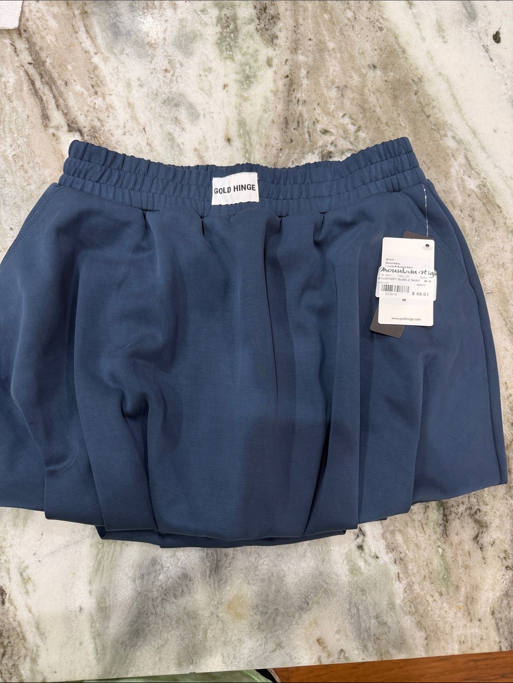 Gold Hinge Navy Pleated Womens Skirt